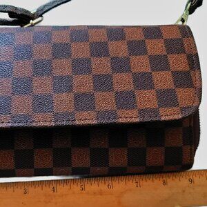 Brown and Black Checkered Crossbody Bag
